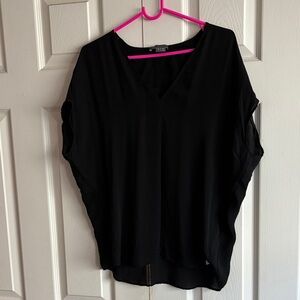 Vince  Black V-Neck Silk Blouse